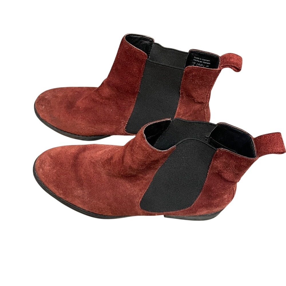 Aldo Cydnee Burgundy Suede Chelsea Ankle‎ Boots Womens 8 Low Block Heel